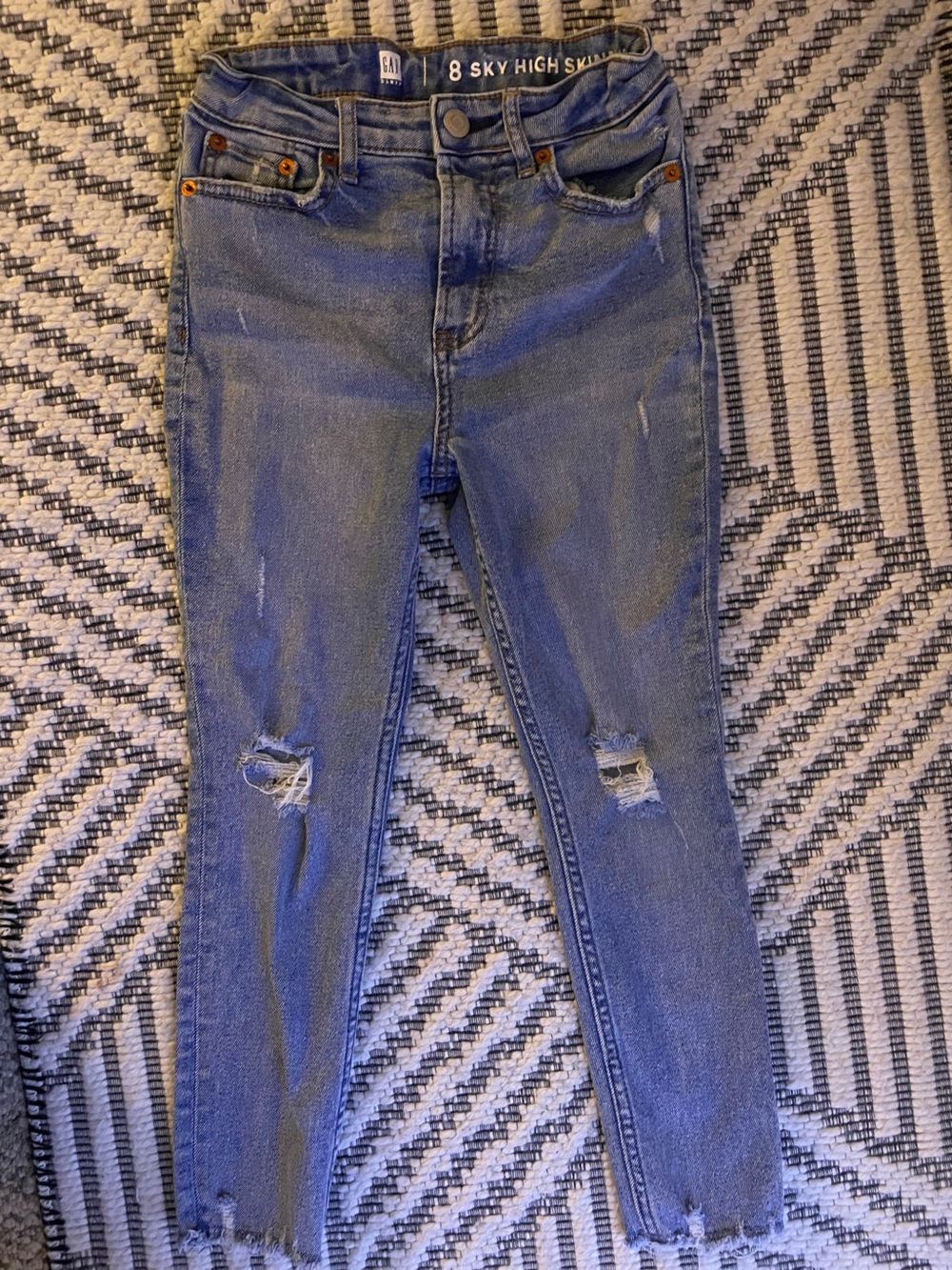 Girl’s Gap Distressed Blue Jeans -Skinny High Rise adjustable waist.
